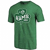 Men's Los Angeles Rams St. Patrick's Day Green Short Sleeve T-Shirt FengYun,baseball caps,new era cap wholesale,wholesale hats